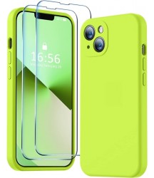 Phone Case Design Australia Compatible with iPhone 13 Case, Premium Silicone Upgraded [Camera Protection] [2 Screen Protectors] [Soft Anti-Scratch Microfiber Lining] Phone Case for iPhone 13 6.1 inch - Fluorescent Green Fluorescent Green