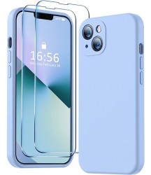 Phone Case Design Australia Compatible with iPhone 13 Case, Premium Silicone Upgraded [Camera Protection] [2 Screen Protectors] [Soft Anti-Scratch Microfiber Lining] Phone Case for iPhone 13 6.1 inch - Light Blue Light Blue