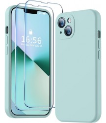 Phone Case Design Australia Compatible with iPhone 13 Case, Premium Silicone Upgraded [Camera Protection] [2 Screen Protectors] [Soft Anti-Scratch Microfiber Lining] Phone Case for iPhone 13 6.1 inch - Mint Sea Blue