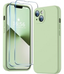 Phone Case Design Australia Compatible with iPhone 13 Case, Premium Silicone Upgraded [Camera Protection] [2 Screen Protectors] [Soft Anti-Scratch Microfiber Lining] Phone Case for iPhone 13 6.1 inch - Matcha Fluorescent Green