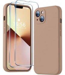 Phone Case Design Australia Compatible with iPhone 13 Case, Premium Silicone Upgraded [Camera Protection] [2 Screen Protectors] [Soft Anti-Scratch Microfiber Lining] Phone Case for iPhone 13 6.1 inch - Light Brown Light Brown