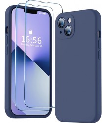 Phone Case Design Australia Compatible with iPhone 13 Case, Premium Silicone Upgraded [Camera Protection] [2 Screen Protectors] [Soft Anti-Scratch Microfiber Lining] Phone Case for iPhone 13 6.1 inch - Navy Blue Stone