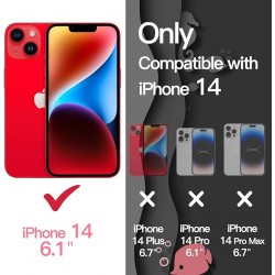 Phone Case Design  Cute Case for iPhone 14 6.1-Inch, Wave Frame Curly Shape Shockproof Phone Cover for Women and Girls, Clear Hard PC Back Red 