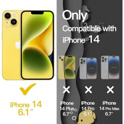 Phone Case Design  Cute Case for iPhone 14 6.1-Inch, Wave Frame Curly Shape Shockproof Phone Cover for Women and Girls, Clear Hard PC Back Yellow 
