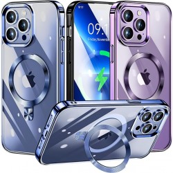 Phone Case Design [CD Ring Compatible with MagSafe Invisible Stand]Magnetic for iPhone 13 Pro Max Case Electroplated Bumper Non-Yellowing][Look as Bare iPhone]Slim Clear Case with Holder for Women Men Girls